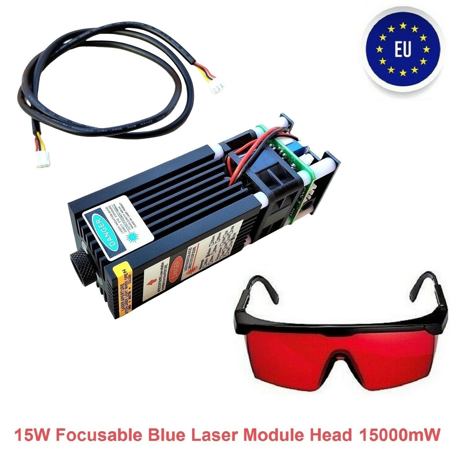 15Watt Focusable Blue Laser Module Head 15000mW For Engraving – Zeus Lasers